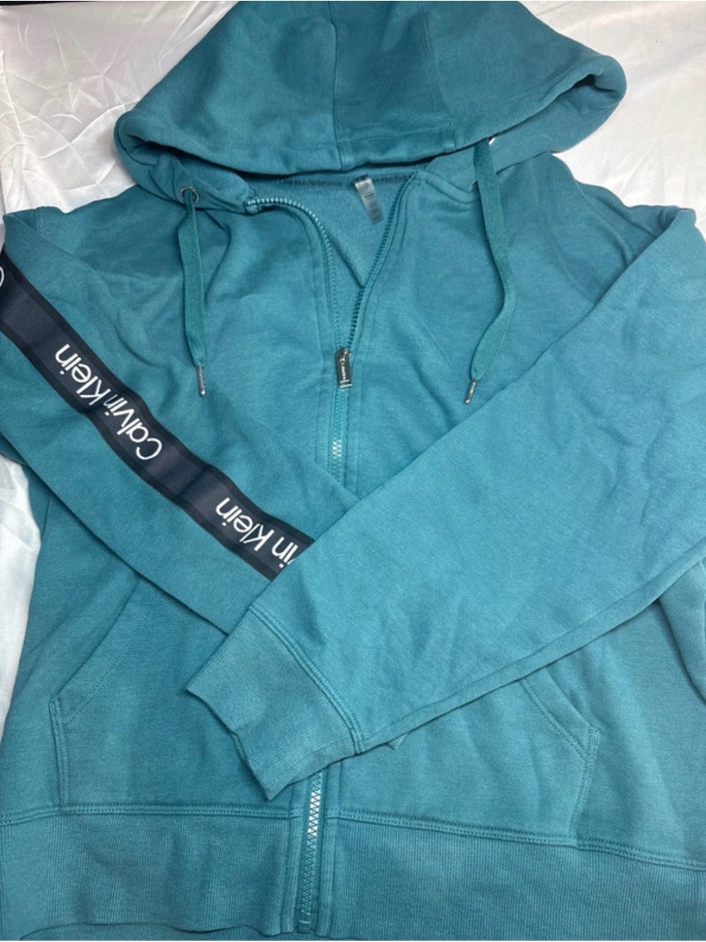 Calvin Klein Teal Zip-Up Hoodie Sweater Medium Women’s